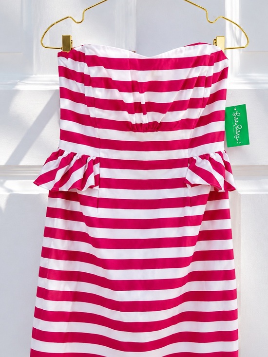 Lilly Pulitzer Dresses & Skirts - Lilly Pulitzer Pink and White Striped Strapless Peplum Dress